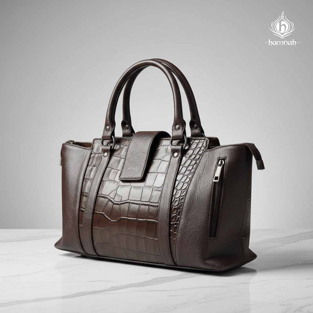 Women's Shoulder Tote Croc-Embossed Leather Bag